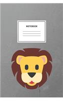 Notebook: Cute Face Lion Notebook And Composition Book Journal Soft Cover Lined Planner Diary With Funny Animal