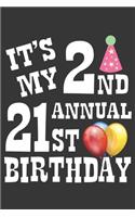 2nd Annual 21st Bday Notebook: Lined Journal, 120 Pages, 6 x 9, Affordable Gift Journal Matte Finish