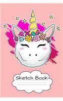 Sketch Book: Glossy Christmas Unicorn Snowball Design Cover with 100 Framed Pages for Your Sketches.