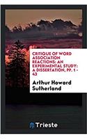 Critique of Word Association Reactions