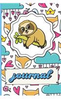 Lazy Sloth Journal: Fox Crowns Roses Clouds Flowers Hearts Patter Background Notebook for Writing, Sketching, Drawing and Note Taking. Perfect Gift For Kids Parents And