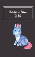 Awesome Since 2008: 11th Birthday Cute Unicorn: Awesome Happy 11th Birthday Blank Lined Journal, Notebook, Diary, Planner