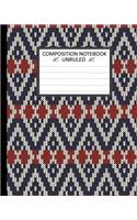 Unruled Composition Notebook 8 x 10, Norwegian Winter Holiday Knitted Pattern
