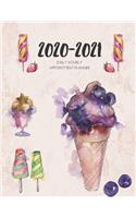 Daily Planner 2020-2021 Watercolor Ice Cream 15 Months Gratitude Hourly Appointment Calendar