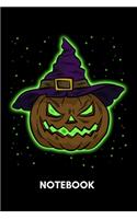 Notebook: Glowing Pumpkin Wizzard