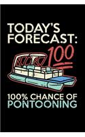 Today's Forecast 100% Chance Of Pontooning: 120 Pages I 6x9 I Monthly Planner I Funny Boating, Sailing & Vacation Gifts