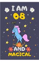 I Am 08 and Magical: Happy Magical 8th Birthday Notebook & Sketchbook Journal for 8 Year old Girls and Boys, 100 Pages, 6x9 Unique Birthday Diary, blank ... Birthday gif