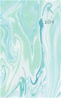 2019: Weekly Pocket Planner 2019 Calendar Organizer Agenda (January to December) Teal Green Marble