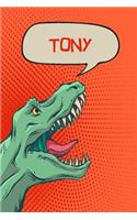 Tony: Personalized Dino Isometric Dot Paper Notebook 120 Pages 6x9