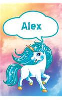 Alex: Personalized Unicorn Journal, Notebook Featuring 120 Lined Pages 6x9