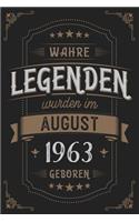 Wahre Legenden wurden im August 1963 geboren: Vintage Geburtstag Notizbuch - individuelles Geschenk für Notizen, Zeichnungen und Erinnerungen - liniert mit 100 Seiten
