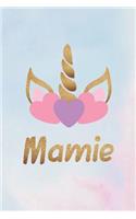 Mamie: Personalized First Name Unicorn Gift Birthday Girl Notebook Journal 104 Pages