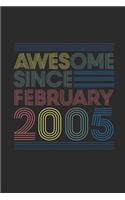 Awesome Since February 2005: Dotted Bullet Grid Notebook - Journal for February Birthday Gift Idea