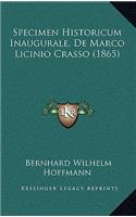 Specimen Historicum Inaugurale, De Marco Licinio Crasso (1865)