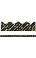 Sparkle and Shine Gold Glitter Arrows Scalloped Borders