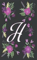 H: Letter H Initial Monogram Notebook, for Kids, Girls & Women - Pink Floral with letter H glossy and smooth finish cover, (6 x 9) 120 pages