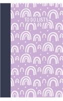 To Do Lists: Simple Notebook with Daily Checklists for Task Management and Organizing - Boho Rainbow Pattern Cover Design in Purple