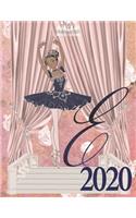 2020 Weekly Planner - Ballerina Princess Monogram Initial Letter 