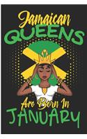 Jamaican Queens are Born in January: Cute Jamaica Girl Black Lined Notebook