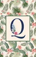 Q: Stylish Floral Monogram Initial Q Notebook Blank Lined Paper Journal Gift for Women & Girls