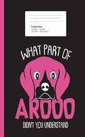 What Part Of Arooo: Composition Notebook For Beagle & Dog Loving School Girls Back To School Gift Idea (200 Pages, College Ruled)
