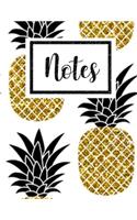 Notes: Journal & Notebook with Black and Gold Pineapplea