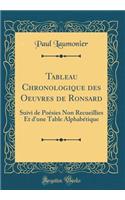 Tableau Chronologique des Oeuvres de Ronsard: Suivi de Poésies Non Recueillies Et d'une Table Alphabétique (Classic Reprint)