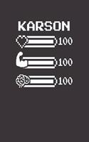 Karson: Pixel Retro Game 8 Bit Design Blank Composition Notebook College Ruled, Name Personalized for Boys & Men. Gaming Desk Stuff for Gamer Boys. Funny Co