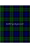 Bullet Grid Journal: Blue and Green Plaid, 150 Dot Grid Pages, 8x10, Professionally
