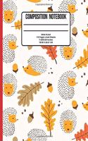 Composition Notebook Wide Ruled: Hedgehog 110 Pages