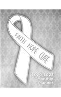 Lung Cancer Awareness Ribbon Faith Hope Cure 2020-2023 Four Year Monthly Planner