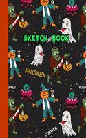 Sketch Book: Cool Ghosts and Monsters Monsters Drawing Pad Large 8.5 x 11inch Sketchbook Novelty Halloween Gift for Kids