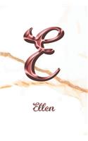 Ellen: Sketchbook - Blank Imaginative Sketch Book Paper - Letter E Rose Gold White Marble Pink Effect Cover - Teach & Practice Drawing for Experienced & As