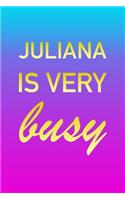 Juliana: I'm Very Busy 2 Year Weekly Planner with Note Pages (24 Months) - Pink Blue Gold Custom Letter J Personalized Cover - 2020 - 2022 - Week Planning - 