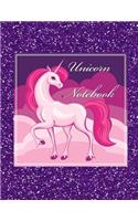 Unicorn Notebook: Fun Faux Sparkle Cover - Lined and Sketch Journal Pages for Unicorn Lovers - Composition Notebook - Pink Unicorn on Purple Cover