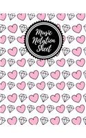 Music Notation Sheet: Blank Music Sheet Notebook for Composing and Theory (Pink Hearts & Diamonds Design)