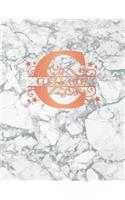 Chloe: Personalized Sketchbook 8.5 X 11. Monogram Letter/Initial a Sketch Pad/Journal/Note Book. White Marble & Rose Gold Cover. Notebook, Journal, Doodle,