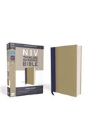 NIV, Thinline Reference Bible, Large Print, Cloth Over Board, Blue/Tan, Red Letter Edition, Comfort Print