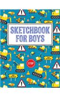 Sketchbook for Boys: Digger Sketch Book - A Cool Blank Pages with Border Notebook for Kids who Love Sketching, Doodling and Drawing