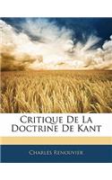 Critique de La Doctrine de Kant