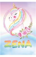 Zena: Zena's Unicorn Personal Custom Named Diary Planner Perpetual Calendar Notebook Journal 6x9 Personalized Customized Gift For Someone Who's Surname is