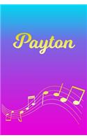 Payton: Sheet Music Note Manuscript Notebook Paper - Pink Blue Gold Personalized Letter P Initial Custom First Name Cover - Musician Composer Instrument Com