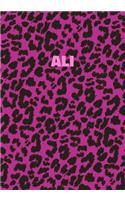 Ali: Personalized Pink Leopard Print Notebook (Animal Skin Pattern). College Ruled (Lined) Journal for Notes, Diary, Journaling. Wild Cat Theme Design wi