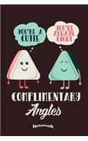 My Funny Complimentary Angles Notebook: Cute Notebook, Diary or Journal Gift for Geometry, Maths and Mathematics Teachers, Professors and Students who love Complementary Angles with 120 Do