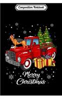 Composition Notebook: German shepherd Rides Red Truck Christmas Pajama Gift Journal/Notebook Blank Lined Ruled 6x9 100 Pages