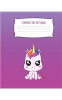 Composition Notebook: Baby Unicorn Pink Composition Notebook Back to School 7.5 x 9.25 Inches 100 College Ruled Pages for Women Girls Teens Purple Journal Notepad