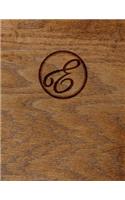 Wood Burned Monogram Creative Journal - E: (8.5 X 11 Lined) Blank Notebook College Ruled