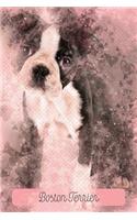 Boston Terrier: Pink Notebook or Journal with Lines - Boston Terrier