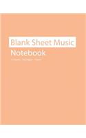 Blank Sheet Music Notebook 12 Staves 100 Pages Peach