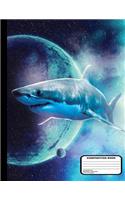 Killer Sharks in Outer Space Composition Notebook Dot Grid Paper - 200 Pages / 100 Sheets, 8-1/2" x 11"
